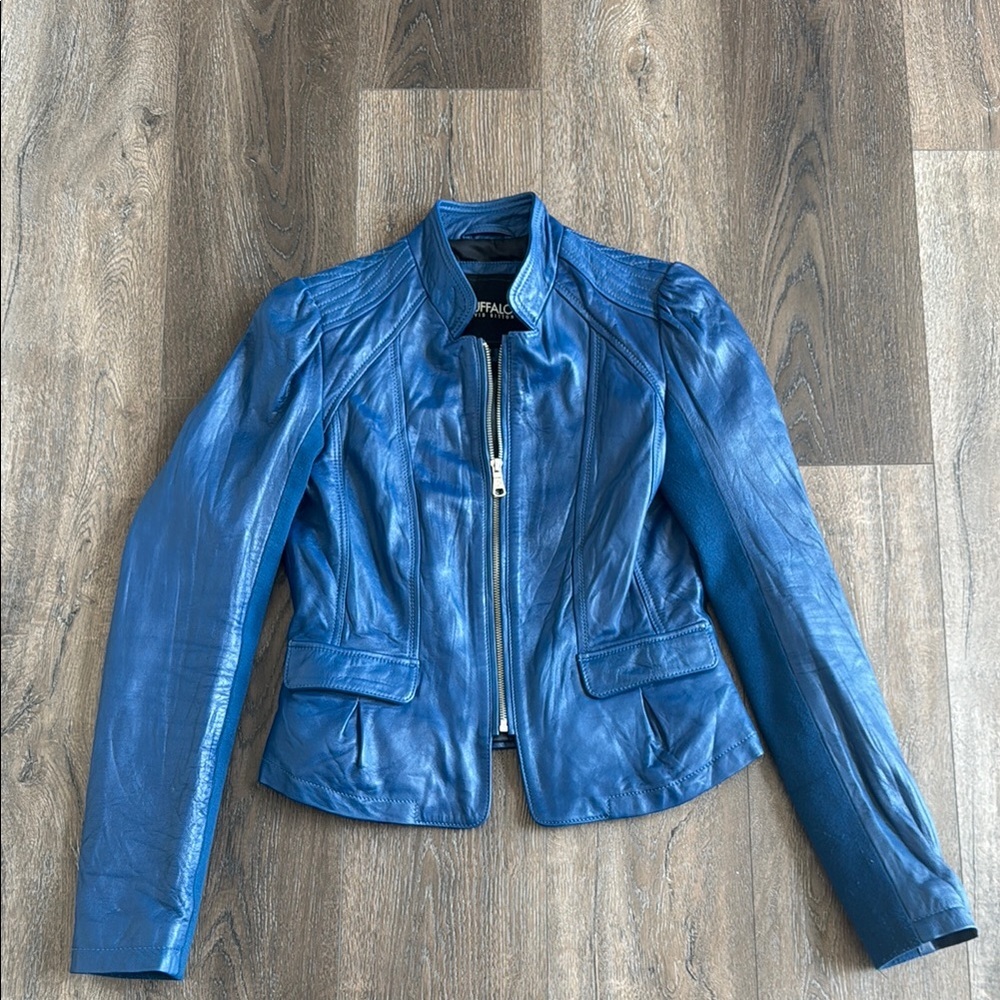 Buffalo David Bitton Blue Leather Jacket